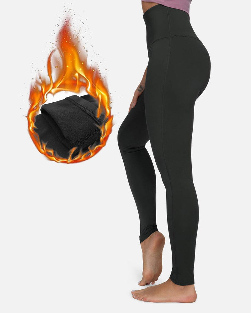 Black Women's Spandex Stretch Polyester Workout Leggings Tights Yoga Flames