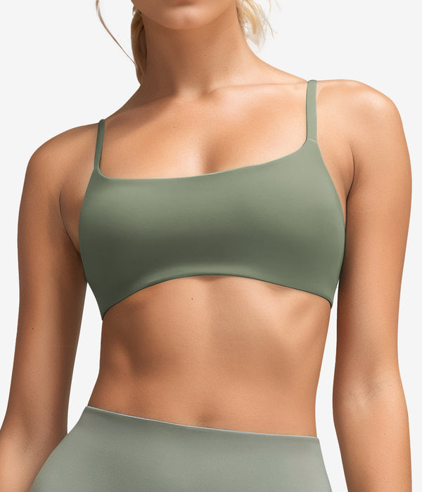 Spaghetti Adjustable Strap Sports Bra 240208