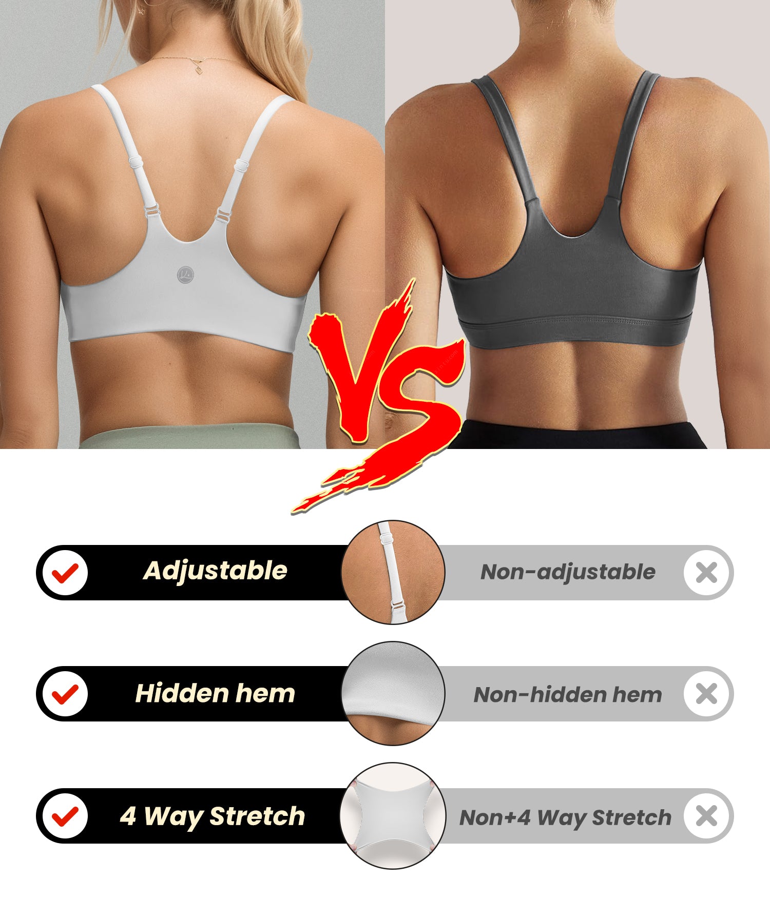 Spaghetti Adjustable Strap Sports Bra 240208