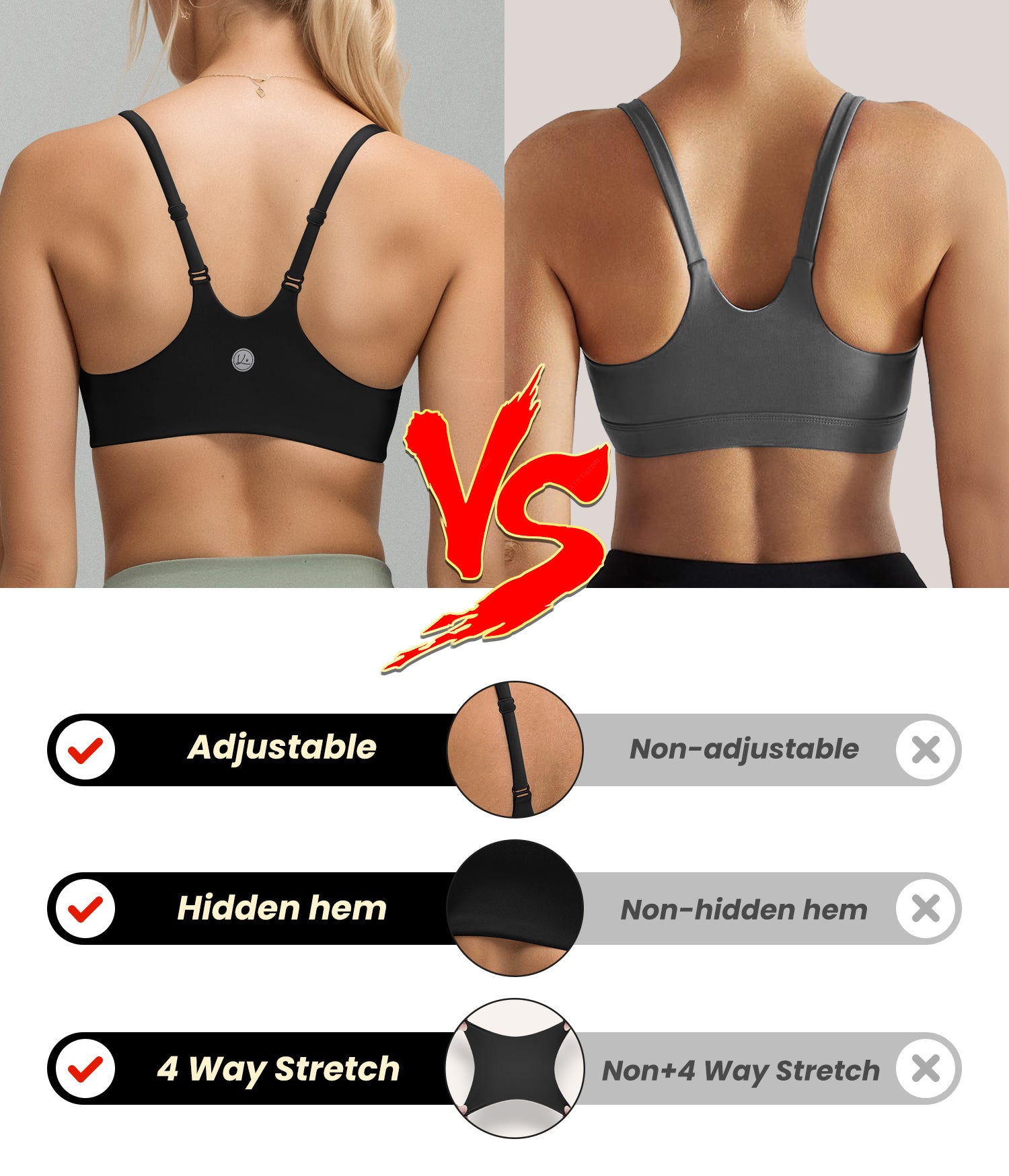 Spaghetti Adjustable Strap Sports Bra 240208