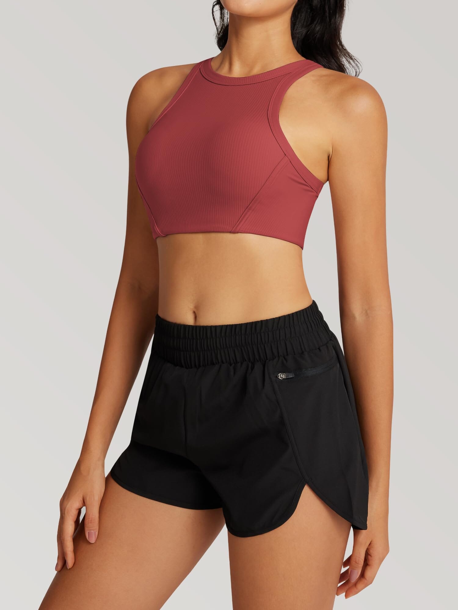 High Neck Racerback Sports Bra 230108