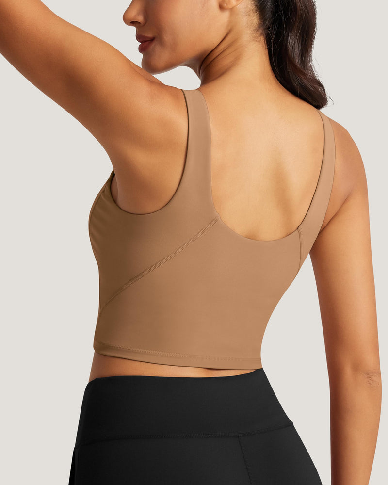 High Neck Workout Top, Training Tank Top, Built in Bra Sports Top