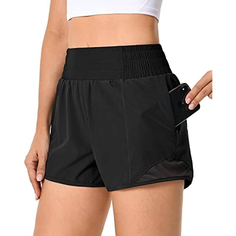 Quick Dry High Waist Running Shorts with Pocket Women Compression